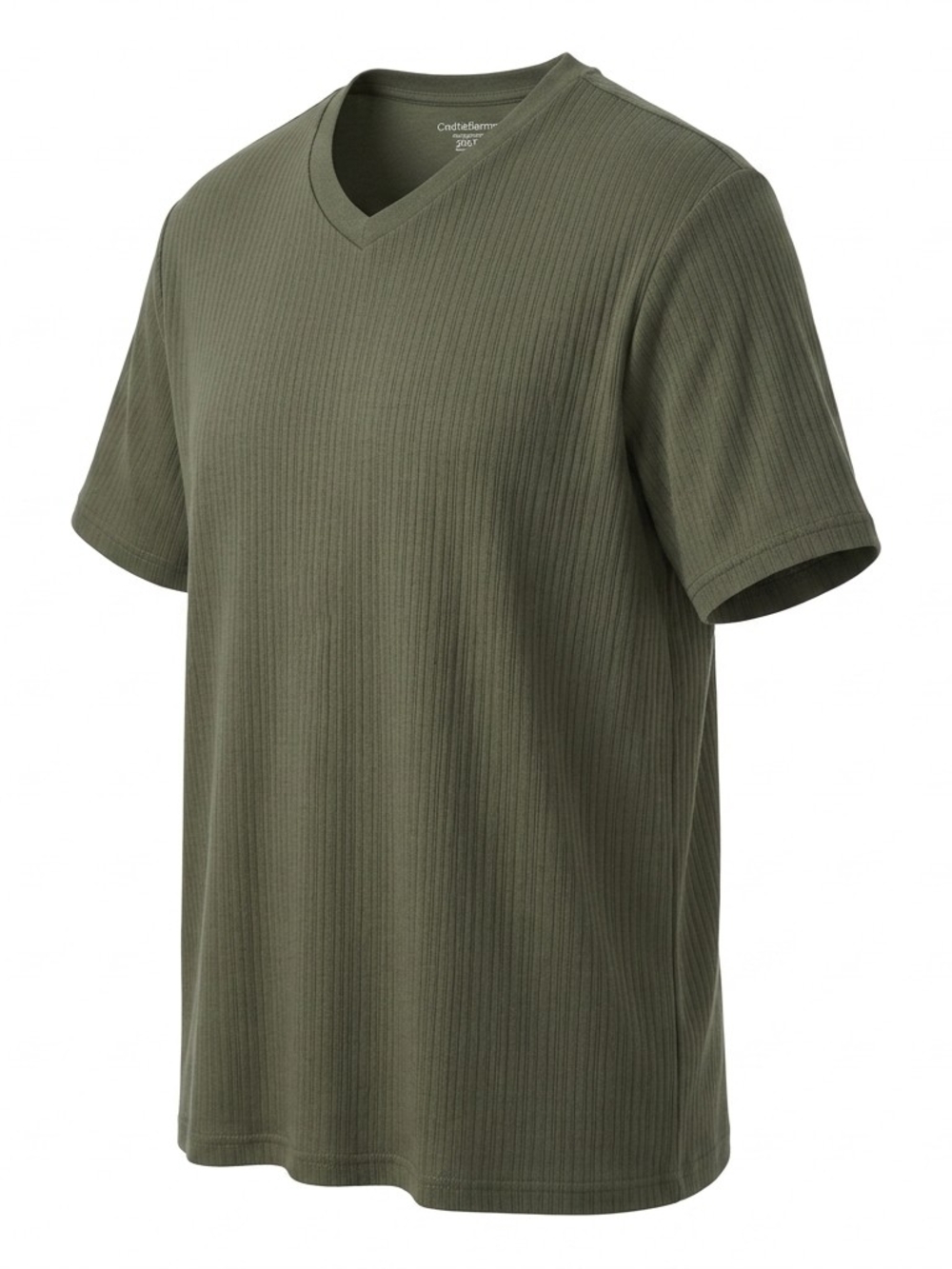Croft & Barrow Men's Ribbed V-Neck Shirt 3XL Olive Green Short Sleeve - Picture 2 of 4